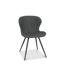 Arlo - Dark Grey Faux Leather Chair with Black Legs (Pair)