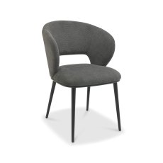 Luca - Grey Fabric Chair with Matt Black Legs (Pair)