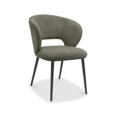 Lucca - Green Fabric Chair with Matt Black Legs (Pair)