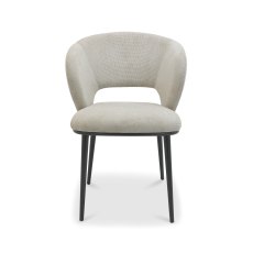 Lucca - Beige Fabric Chair with Matt Black Legs (Pair)