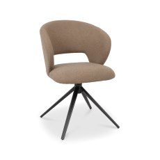 Stella - 360° Self Returning Swivel Chair in a Beige Boucle Fabric with Black Legs (Single)