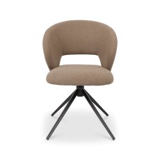 Stella - 360° Self Returning Swivel Chair in a Beige Boucle Fabric with Black Legs (Single)