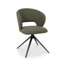 Stella - 360° Self Returning Swivel Chair in a Green Boucle Fabric with Black Legs (Single)