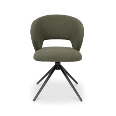 Stella - 360° Self Returning Swivel Chair in a Green Boucle Fabric with Black Legs (Single)