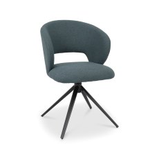 Stella - 360° Self Returning Swivel Chair in a Blue Boucle Fabric with Black Legs (Single)