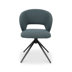 Stella - 360° Self Returning Swivel Chair in a Blue Boucle Fabric with Black Legs (Single)