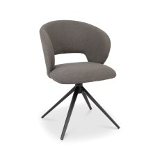 Stella - 360° Self Returning Swivel Chair in a Grey Boucle Fabric with Black Legs (Single)