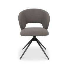 Stella - 360° Self Returning Swivel Chair in a Grey Boucle Fabric with Black Legs (Single)