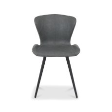 Garcia - Dark Grey Vintage Faux Leather Chair with Black Legs (Pair)