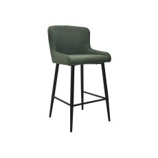 Rubens - Green Boucle Fabric Bar Stools with Black Legs (Pair)