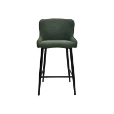 Rubens - Green Boucle Fabric Bar Stools with Black Legs (Pair)