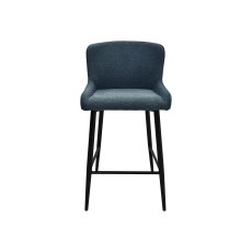 Rubens - Blue Boucle Fabric Bar Stools with Black Legs (Pair)