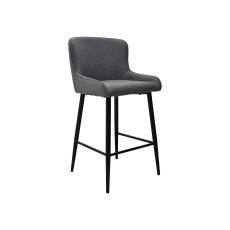 Rubens - Grey Boucle Fabric Bar Stools with Black Legs (Pair)