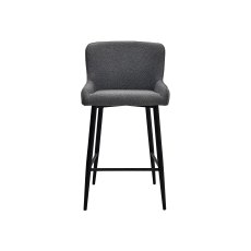 Rubens - Grey Boucle Fabric Bar Stools with Black Legs (Pair)