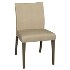 Kristen Oak & Light Weathered Oak Upholstered Chair - Ivory Bonded Leather (Pair)