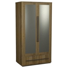 Vega Knotty Oak & Weathered Oak Double Wardrobe