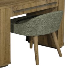 Vega Knotty Oak & Weathered Oak Stool - Pearl Velvet Fabric