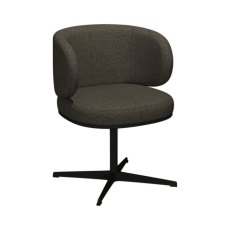 Marcel - 360° Swivel Chair in a Brown Boucle Fabric with Black Legs (Pair)