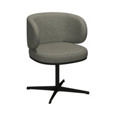 Marcel - 360° Swivel Chair in a Grey Boucle Fabric with Black Legs (Pair)