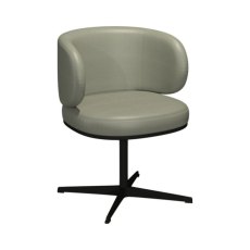 Marcel - 360° Swivel Chair in a Light Grey Faux Leather with Black Legs (Pair)