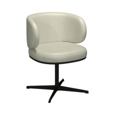 Marcel - 360° Swivel Chair in a Ivory Faux Leather with Black Legs (Pair)