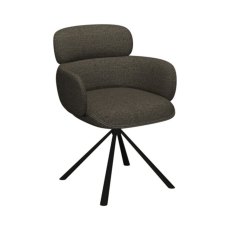 Hudson - 360° Self Returning Swivel Chair in a Brown Boucle Fabric with Black Legs (Single)