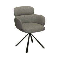 Hudson - 360° Self Returning Swivel Chair in a Grey Boucle Fabric with Black Legs (Single)