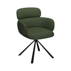 Hudson - 360° Self Returning Swivel Chair in a Green Boucle Fabric with Black Legs (Single)