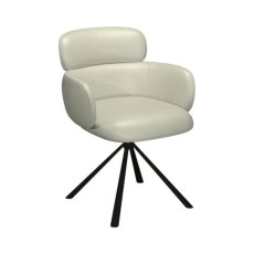 Hudson - 360° Self Returning Swivel Chair in a Ivory Faux Leather with Black Legs (Single)