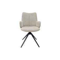 Rowan - 360° Self Returning Swivel Chair in a Beige Fabric with Black Legs (Single)