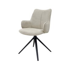 Rowan - 360° Self Returning Swivel Chair in a Beige Fabric with Black Legs (Single)