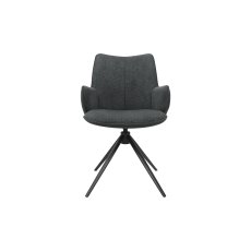 Rowan - 360° Self Returning Swivel Chair in a Grey Fabric with Black Legs (Single)