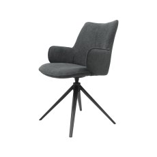 Rowan - 360° Self Returning Swivel Chair in a Grey Fabric with Black Legs (Single)