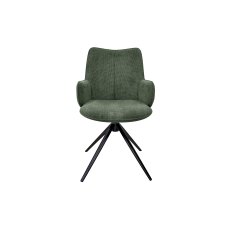 Rowan - 360° Self Returning Swivel Chair in a Green Fabric with Black Legs (Single)