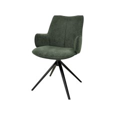 Rowan - 360° Self Returning Swivel Chair in a Green Fabric with Black Legs (Single)