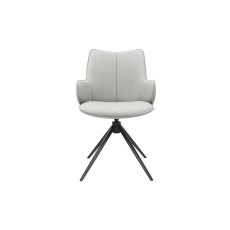 Rowan - 360° Self Returning Swivel Chair in a Light Grey Faux Leather with Black Legs (Single)