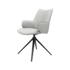 Rowan - 360° Self Returning Swivel Chair in a Light Grey Faux Leather with Black Legs (Single)