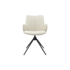 Rowan - 360° Self Returning Swivel Chair in a Ivory Faux Leather with Black Legs (Single)