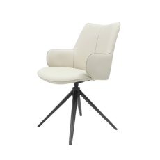 Rowan - 360° Self Returning Swivel Chair in a Ivory Faux Leather with Black Legs (Single)