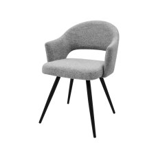 Sterling - Grey Boucle Fabric Chair with Black Legs (Pair)