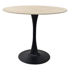 Mason Beige Sintered Stone Circular Bistro Table with Black Base