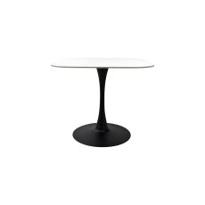 Carter White Sintered Stone Square Bistro Table with Black Base