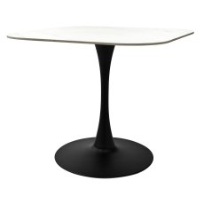 Carter White Sintered Stone Square Bistro Table with Black Base