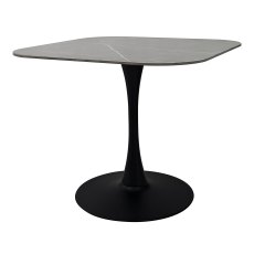 Carter Grey Sintered Stone Square Bistro Table with Black Base