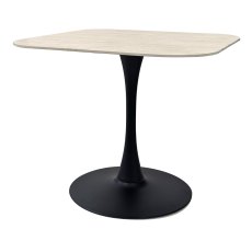 Carter Beige Sintered Stone Square Bistro Table with Black Base