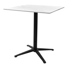 Baxter White Sintered Stone Square Bistro Table with Black  Base