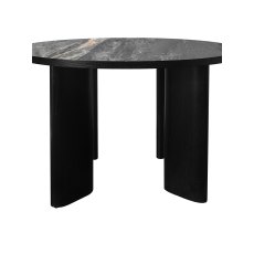 Carmen Gloss Grey Sintered Stone 4 Seater Dining Table with Black Painted Veneer Base