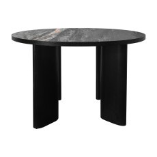 Carmen Gloss Grey Sintered Stone 4 Seater Dining Table with Black Painted Veneer Base