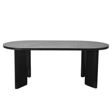 Carmen Gloss Grey Sintered Stone 6 Seater Dining Table with Black Painted Veneer Base