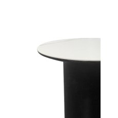 Warren Matt White Sintered Stone Lamp Table with Black Oak Pedestal